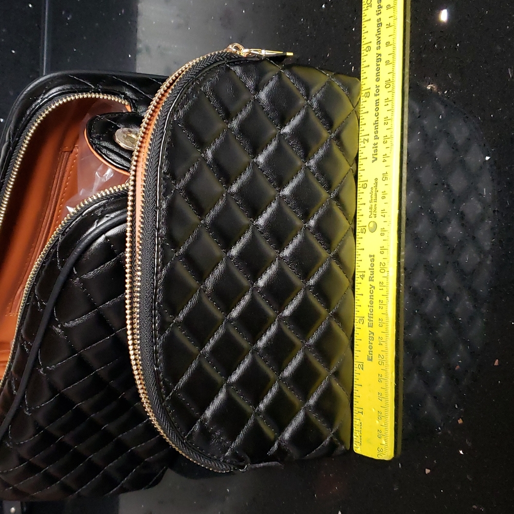3X HOST PICK. NIP Black Leather Cosmetic Bag with 2nd Smaller Bag Inside - Picture 1 of 4